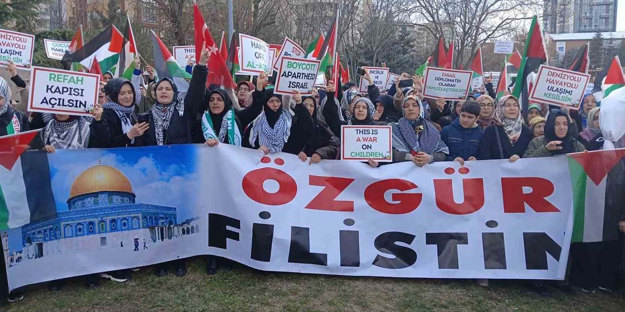 ABD Ankara Büyükelçiliği önünde İsrail’e protesto
