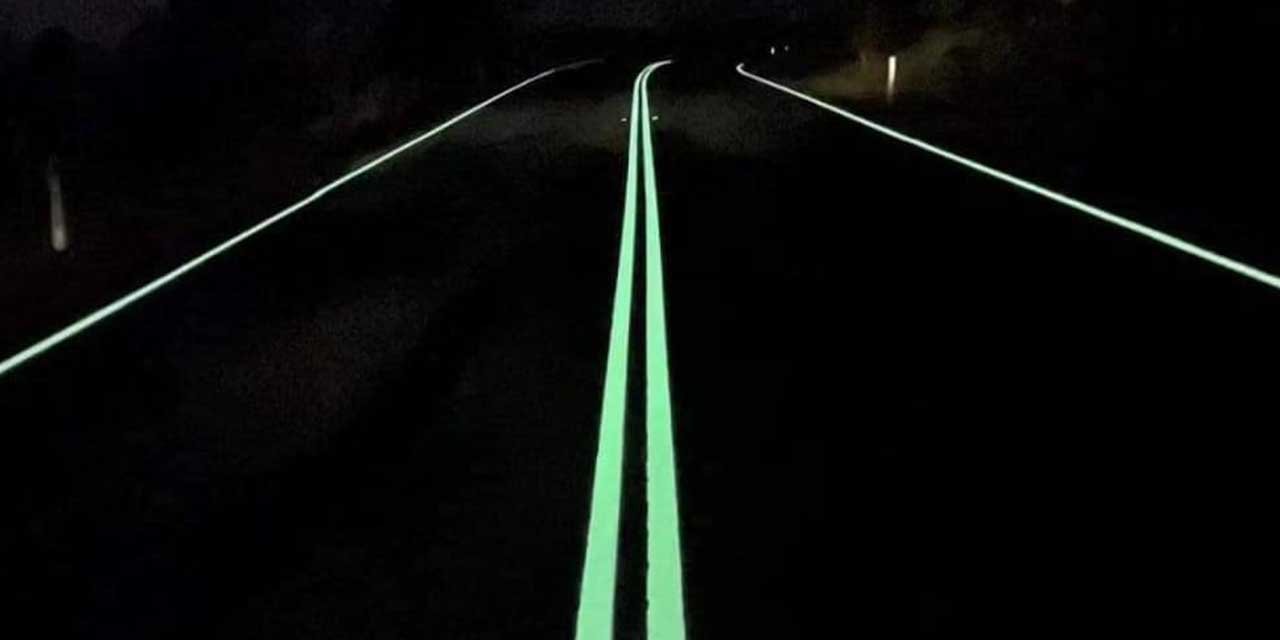 Geceleri parlayan yol boyası üretildi