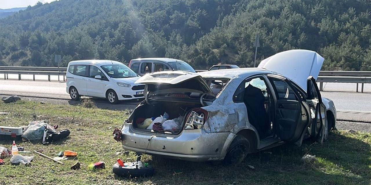 Takla atan otomobildeki 2 kişi yaralandı