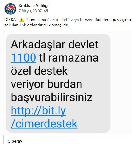 Valilikten dolandırıcılık uyarısı