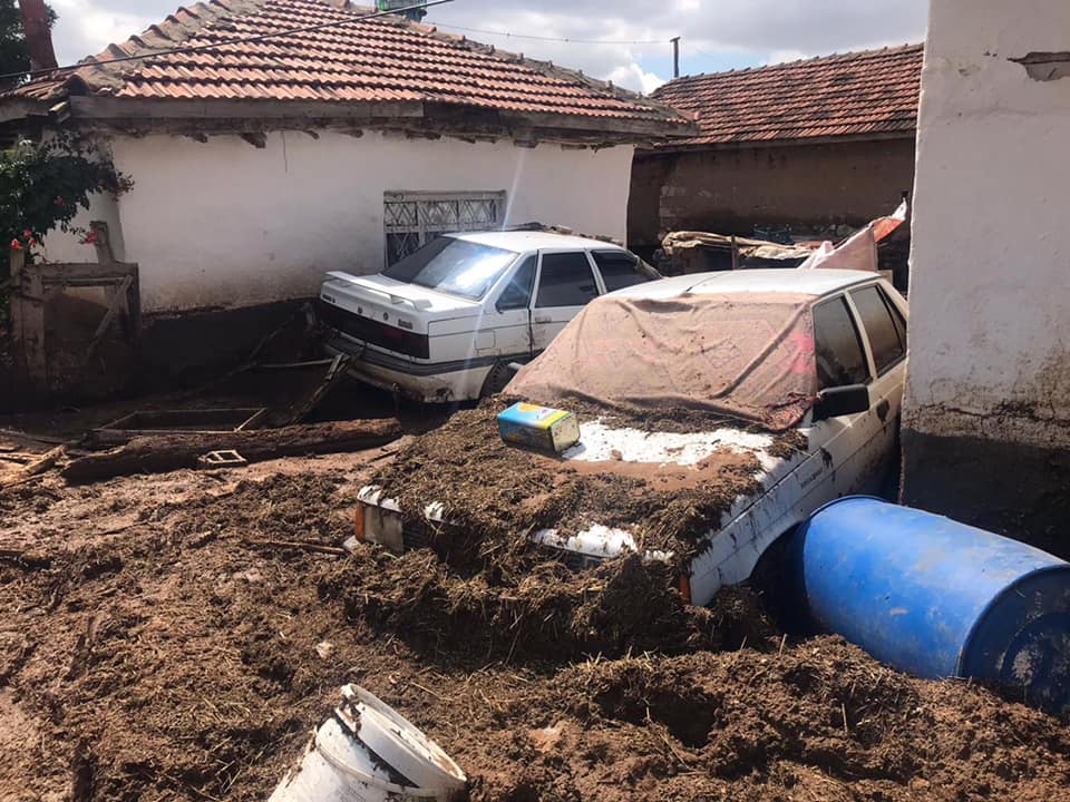 Sağanak yağış Keskin köylerinde etkili oldu