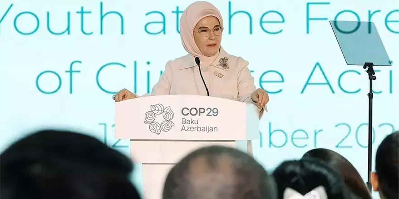 Emine Erdoğan, COP29’da iklim gönüllüsü gençlerle bir araya geldi