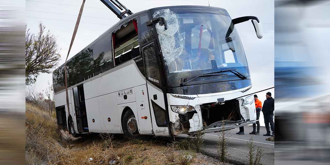 Kırıkkale'de otobüs yan yattı!