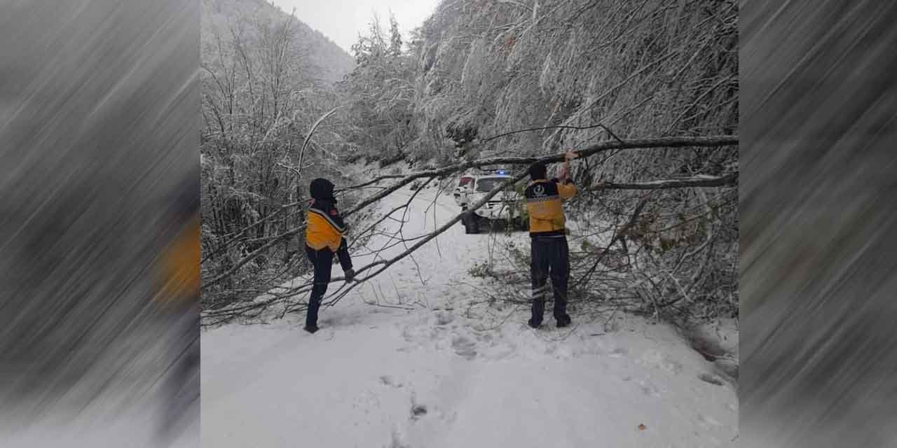 Mahsur kalan hasta paletli ambulansla hastaneye ulaştırıldı