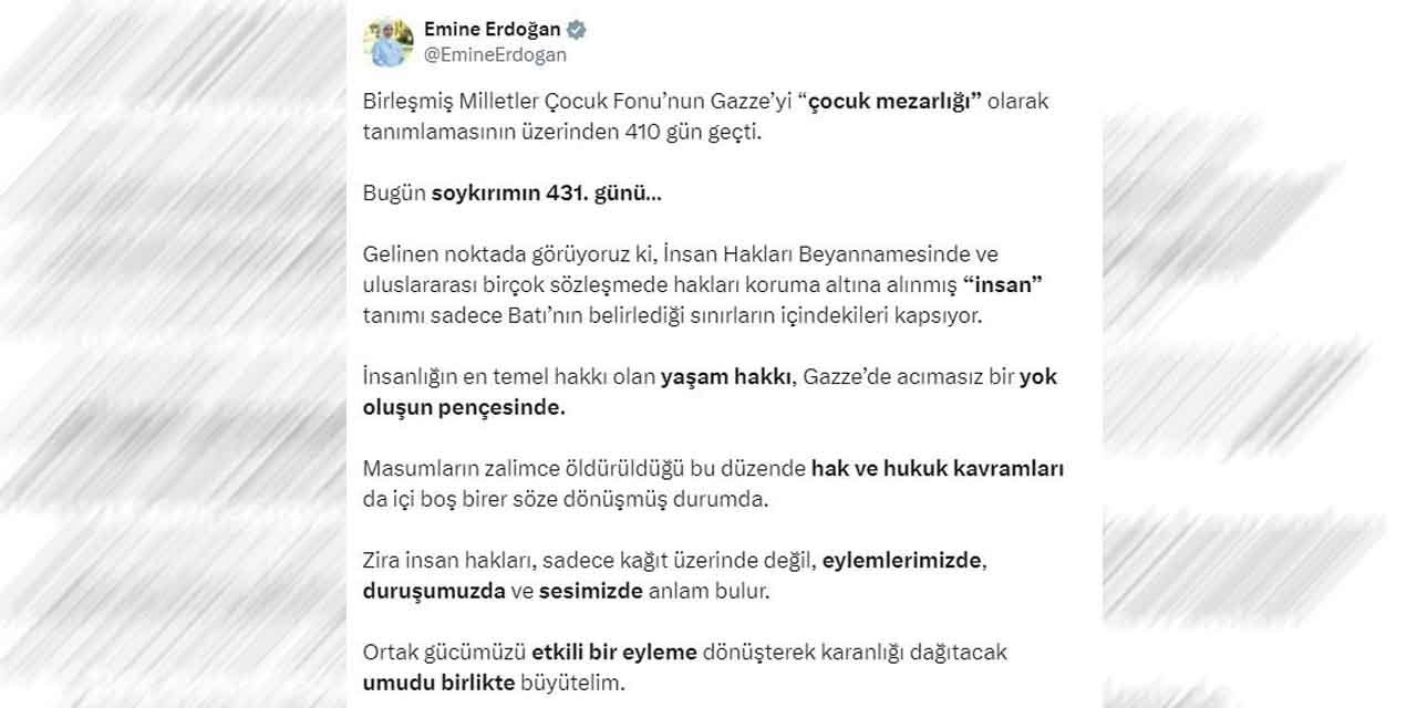 Emine Erdoğan’dan ’10 Aralık Dünya İnsan Hakları Günü’ paylaşımı