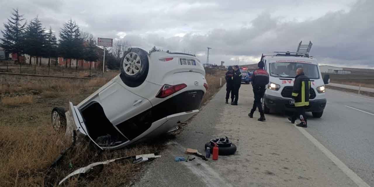 Yozgat’ta Hyundai marka araç ters döndü: 2 yaralı