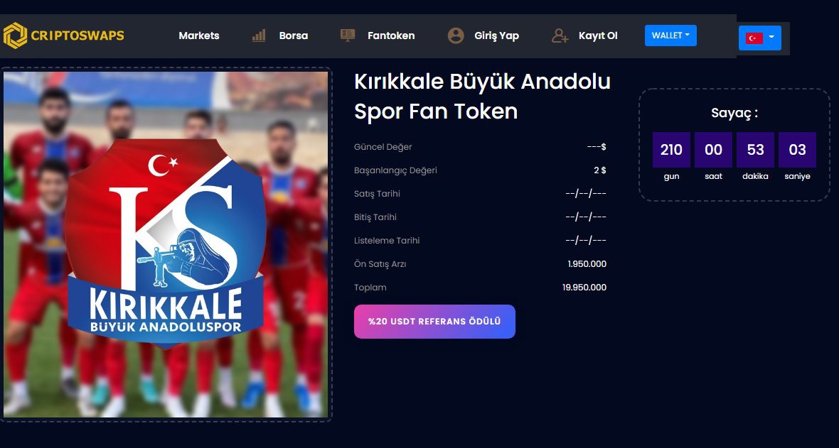 Kırıkkalespor Fan Token bugün ön satışa çıkıyor