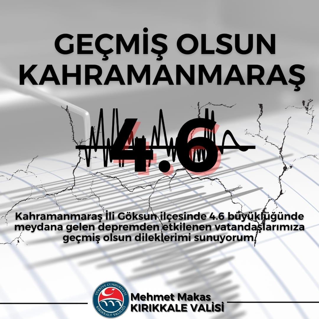 Vali Makas’tan ‘Kahramanmaraş’a’ Geçmiş Olsun Mesajı